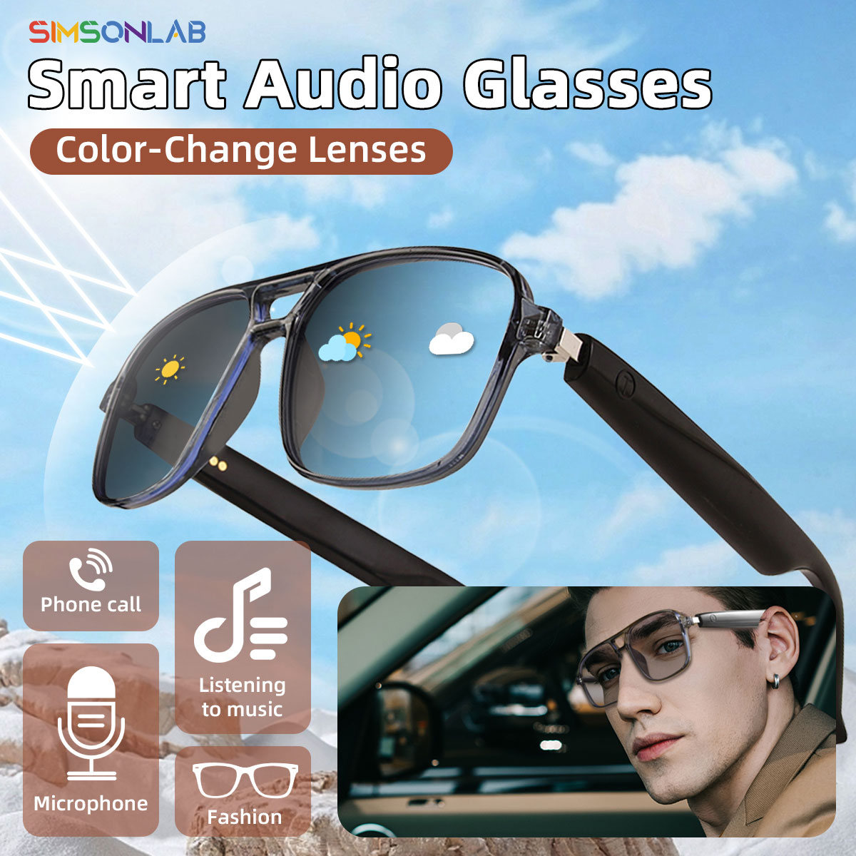 Gaming Glasses Uv - 2025 nuevas gafas inteligentes Ai asistente